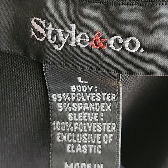 Style & Co Black White Geometric Print Stretch Knit Collared Tunic - Picture 5 of 5